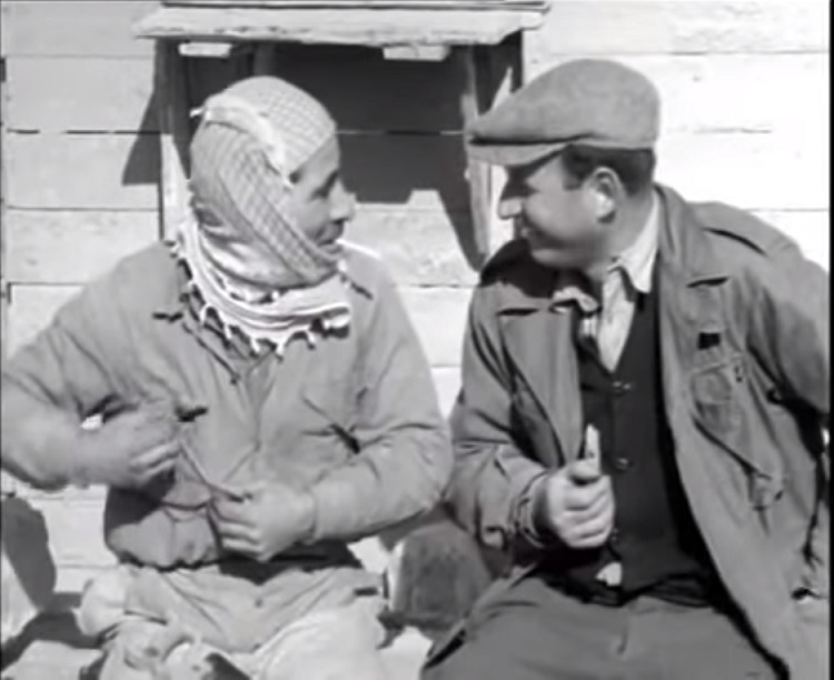 الفلسطيني والمستوطن والسيجارة - من فيلم قرية على جبال الناصرة 1957